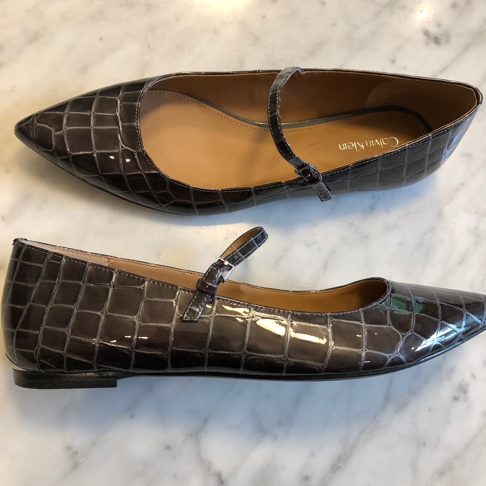 Calvin Klein Gracy Choco Patent Leather Flats